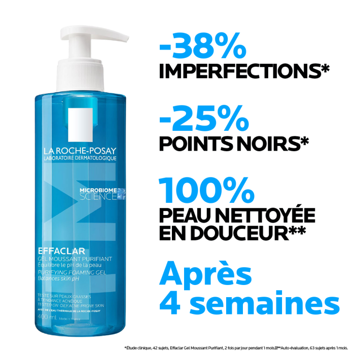 Effaclar Gel Moussant Purifiant Peaux Sensibles Grasses 400 ML - LA ROCHE POSAY