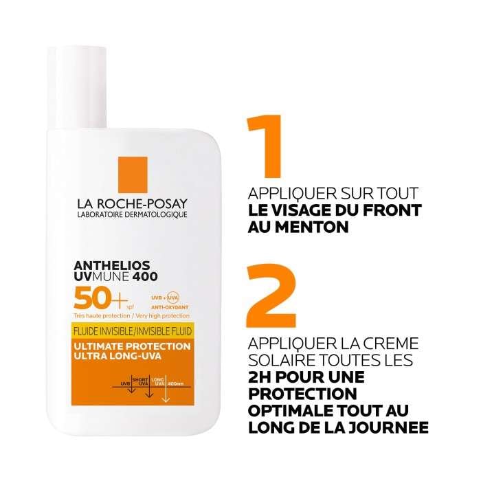 Offre Anthelios Uvmune 400 Fluide Solaire Invisible SPF 50+ 50 ML +hyalu B5 10ML Offert - LA ROCHE POSAY