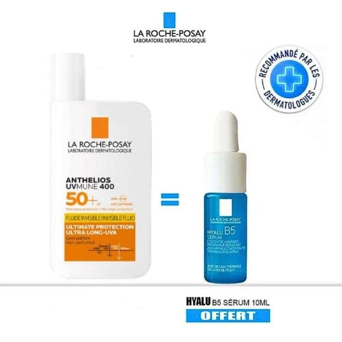 Offre Anthelios Uvmune 400 Fluide Solaire Invisible SPF 50+ 50 ML +hyalu B5 10ML Offert - LA ROCHE POSAY