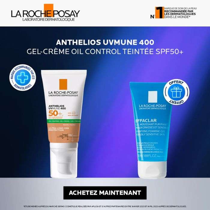 Offre Anthelios Uvmune 400 Gel Creme Oil Control Teinte SPF 50 + Effaclar Gel Moussant 50ML Offert - LA ROCHE POSAY