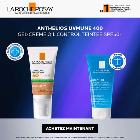 Offre Anthelios Uvmune 400 Gel Creme Oil Control Teinte SPF 50 + Effaclar Gel Moussant 50ML Offert - LA ROCHE POSAY