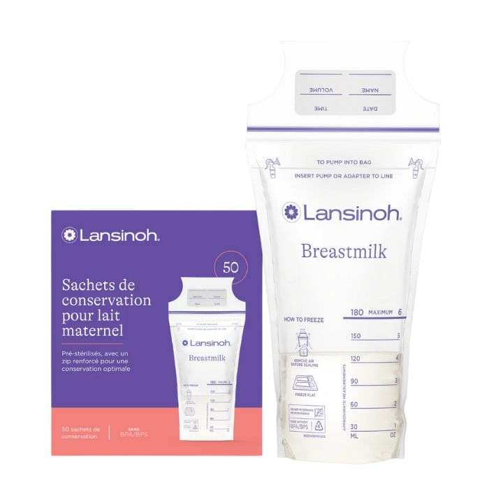 Sachets de Conservation de Lait Maternel 50 Sachets Pre Sterilises - LANSINOH