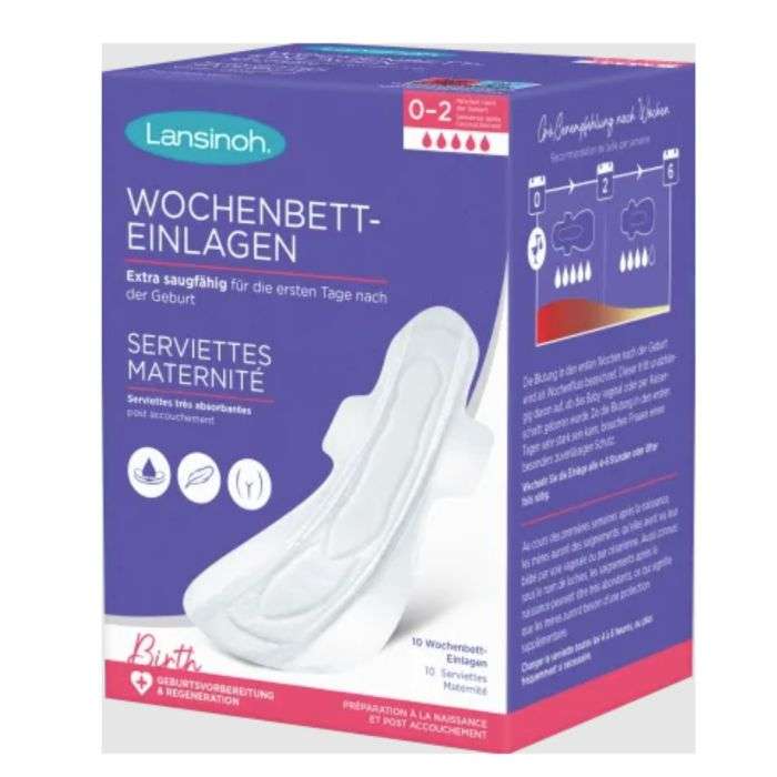Serviettes de Maternite 10 Pieces Taille L 0-2 Semaines - LANSINOH