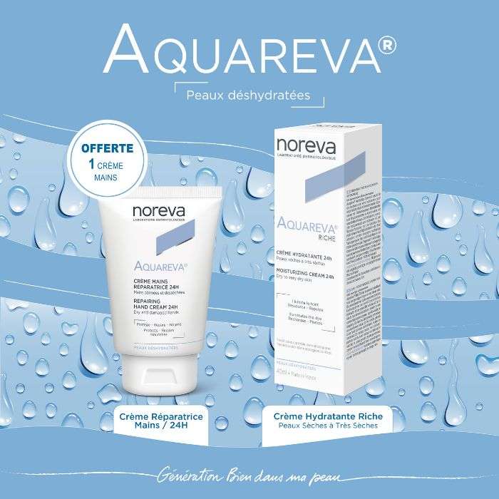 Offre Aquareva Creme Hydratante 24H Texture Riche 40ML + Noreva Aquareva Creme Mains 50 ML Offerte - NOREVA