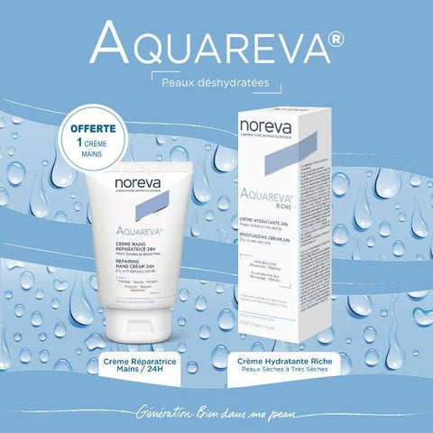 Offre Aquareva Creme Hydratante 24H Texture Riche 40ML + Noreva Aquareva Creme Mains 50 ML Offerte - NOREVA