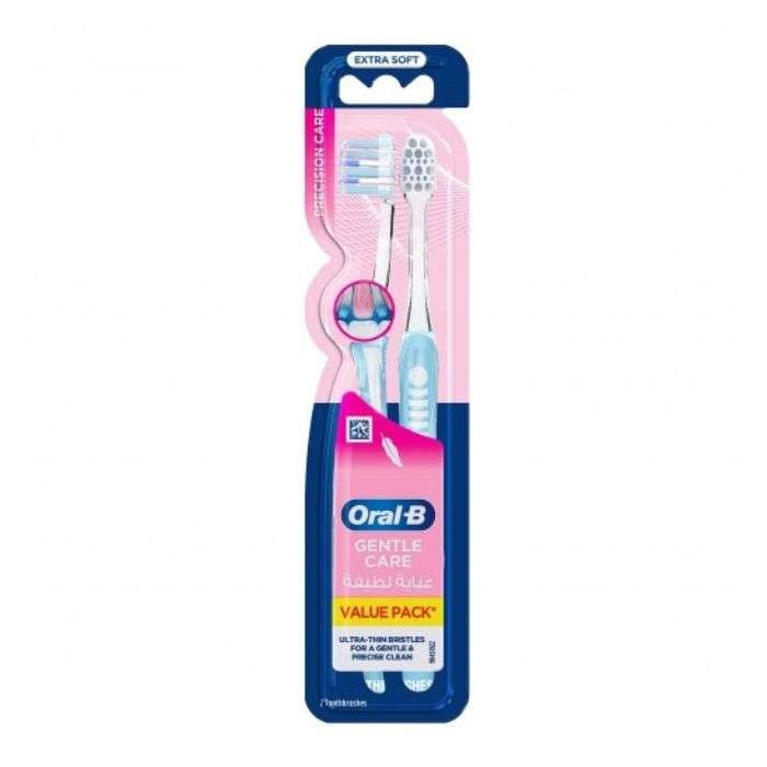 Pack de 2 Brosse A Dents Gentle Care Rose et Bleu Ciel - ORAL B