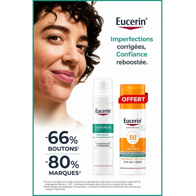Pack Dermopure Sérum Triple Action 40 ML + Oil Control Gel-Crème Toucher Sec SPF 50+ 50 ML Offert