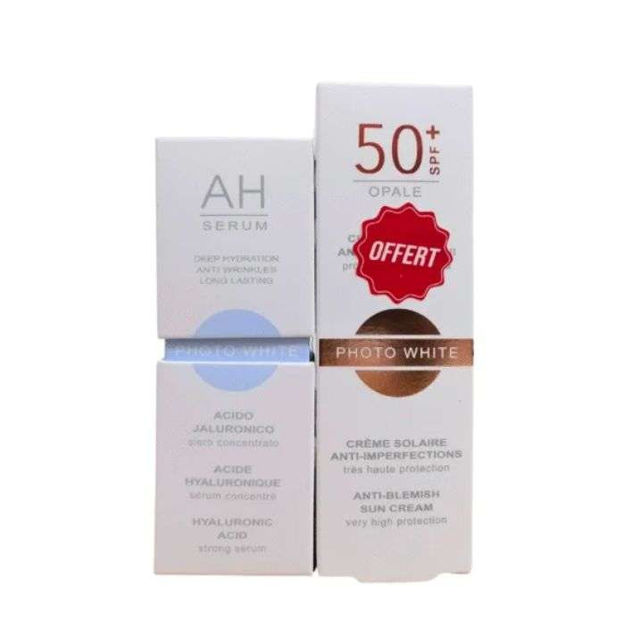 Offre Serum Concentre Acide Hyaluronique 30ML + Creme Solaire Anti Imperfections SPF 50+ Opale 50ML Offert - PHOTO WHITE