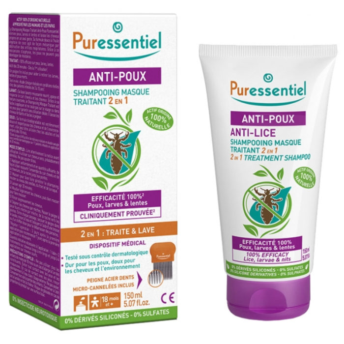 Shampoing Masque 2 en 1 Anti Poux 150 ML - PURESSENTIEL