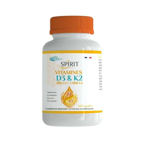VITAMINES D3 ET K2 60 CAPSULES - SPIRIT PHARMA