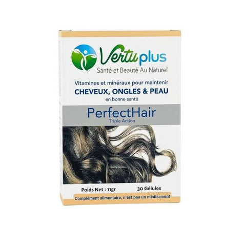 Vertuplus Perfect Hair Vitamines et Mineraux pour Maintenir Cheveux Ongles et Peau 30 Gelules - VERTU PLUS