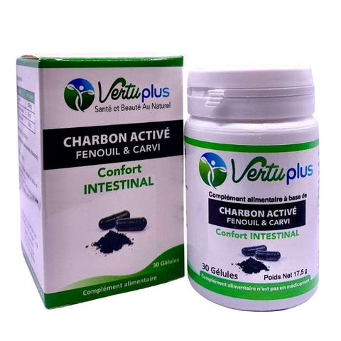 Vertuplus Charbon Active Fenouil et Carvi 30 Gelules - VERTU PLUS