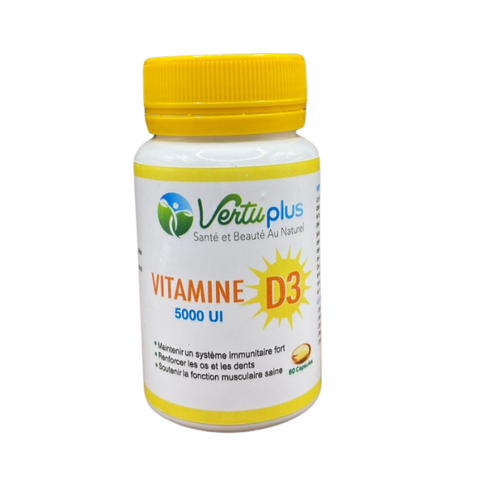 Vertuplus Vitamine D3 5000 UI 60 Capsules - VERTU PLUS