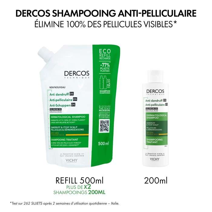 Vichy Dercos Offre Shampoing Anti Pelliculaire Ds Cheveux Secs 200 ML + un Format Voyage et une Serviette Dercos Offerts - DERCOS