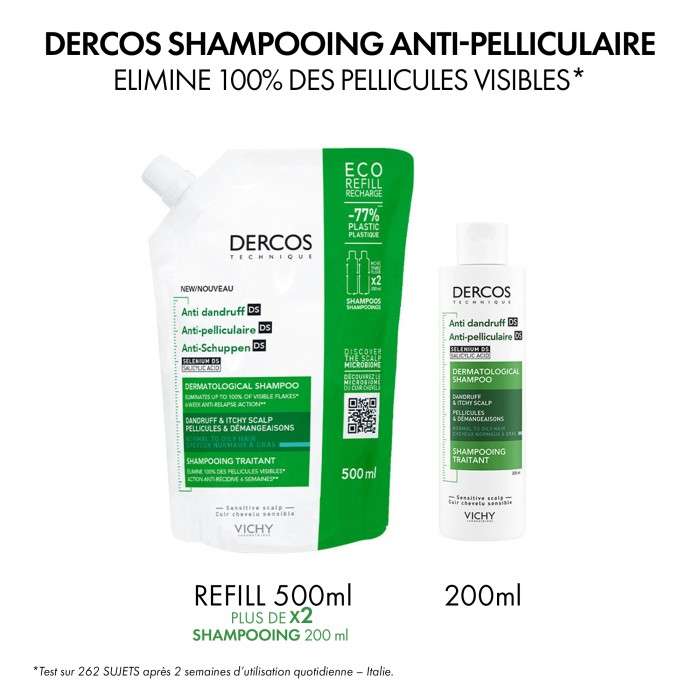 Vichy Dercos Offre Shampooing Anti Pelliculaire Cheveux Normaux A Gras 200 ML + un Format Voyage et une Serviette Dercos Offerts - DERCOS