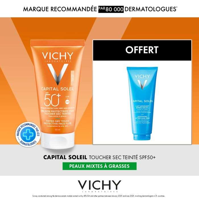 Offre Capital Soleil BB Emulsion Anti-Brillance Teintee Toucher Sec 50 ML + Sac Offert - VICHY
