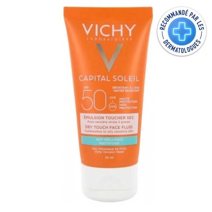 Offre Capital Soleil Emulsion Protectrice Anti Brillance Peau Mixte A Grasse SPF 50+ 50 ML + Sac Offert - VICHY