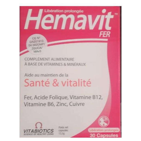 Hemavit Fer Santé et Vitalité 30 Capsules - VITABIOTICS